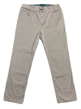 Orvis Mens 5-Pocket Straight Leg Pants Khaki Tan 34W 30L Outdoor Casual